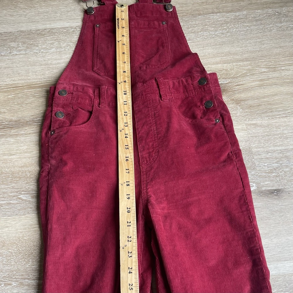 We The Free Corduroy Overalls Women Red Burgundy Boho Stretch Slim Leg Hippie - Picture 2 of 10
